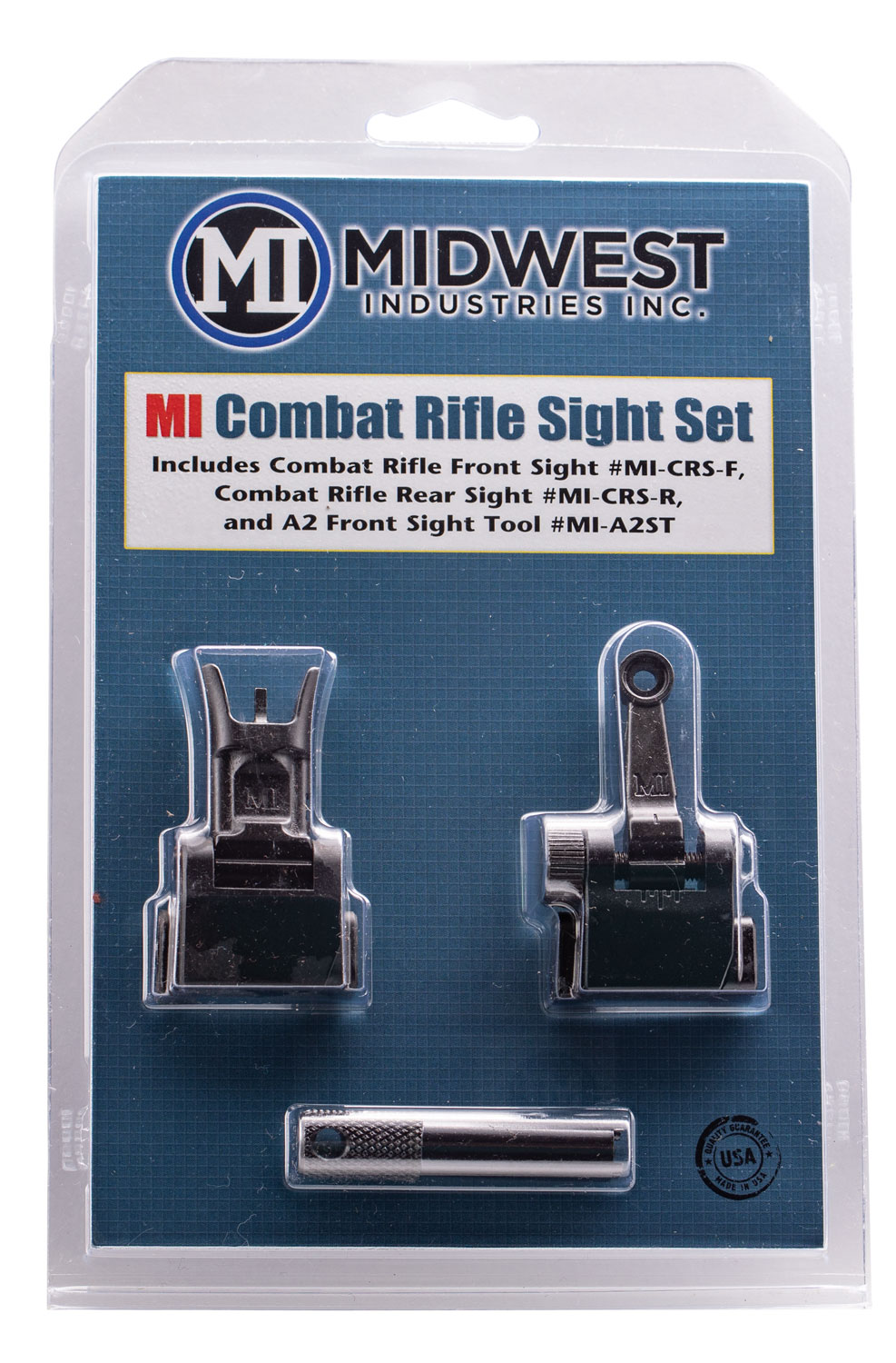 Midwest Industries MICRSSET Combat Rifle Sight Set Flip Up Front & Rear Black for AR-15, M16, M4