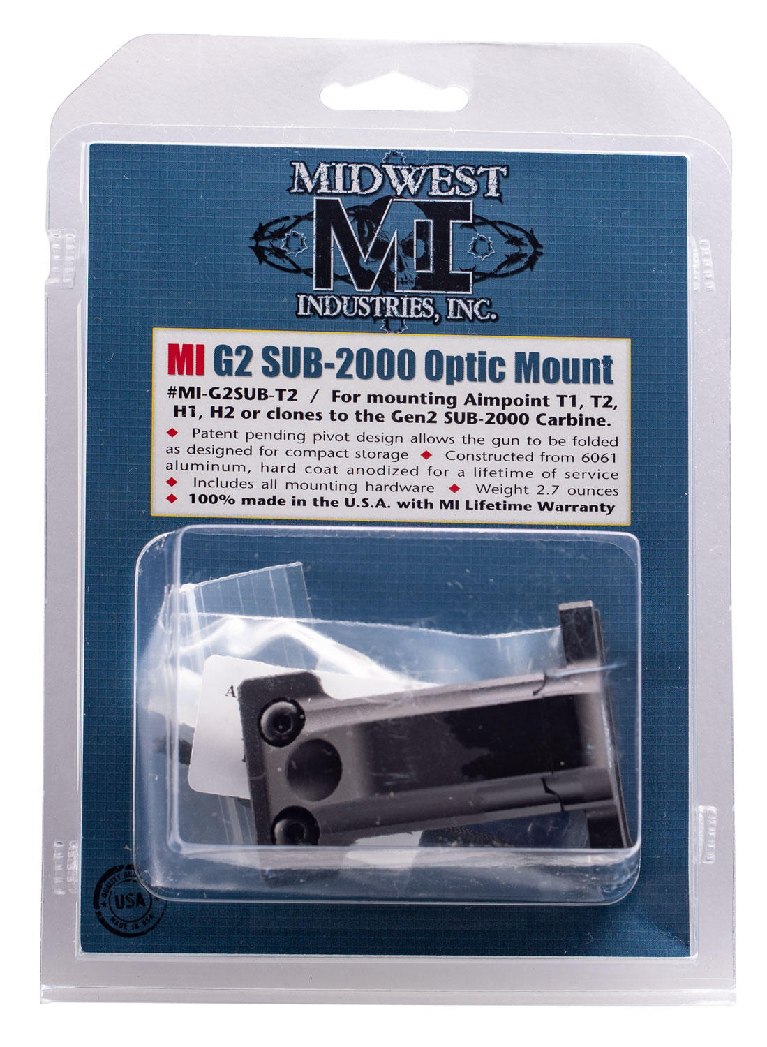 Midwest Industries MIG2SUBT2 Gen2 Sub 2000 Mini Optic Mount Matte Black