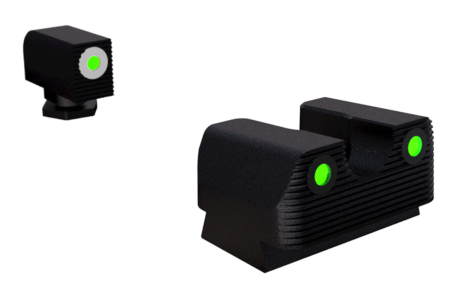 Rival Arms RA3B231G Tritium Night Sights  Square Green with White Outline Front, Green Rear Black Frame for Glock 17 MOS, 19 MOS