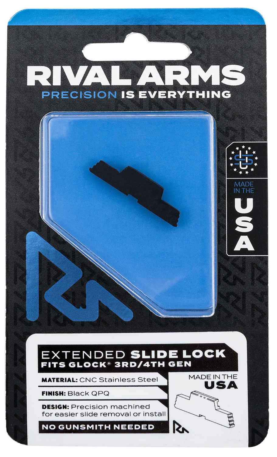 RIVAL ARMS SLIDE LOCK EXT FOR GLOCK GEN 3/4 BLACK