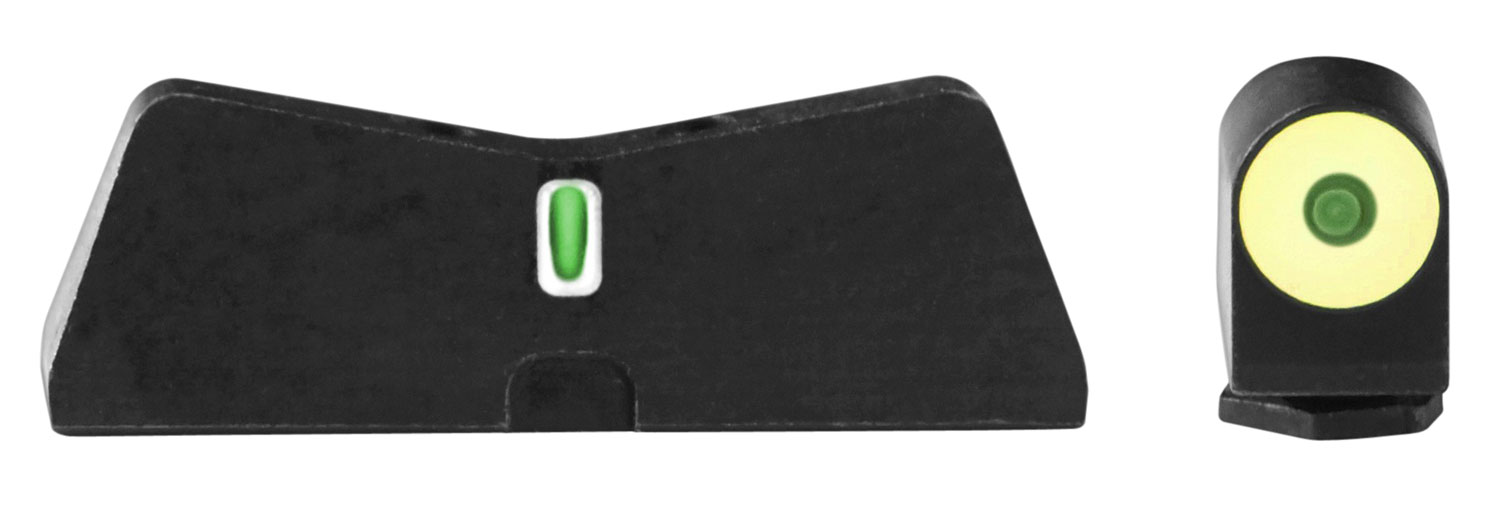 XS Sights GL0009S5Y DXT II Big Dot Night Sight Set Tritium Green with Yellow Outline Front, Green with White Outline Rear Black Frame for Most Glock Gen1-5
