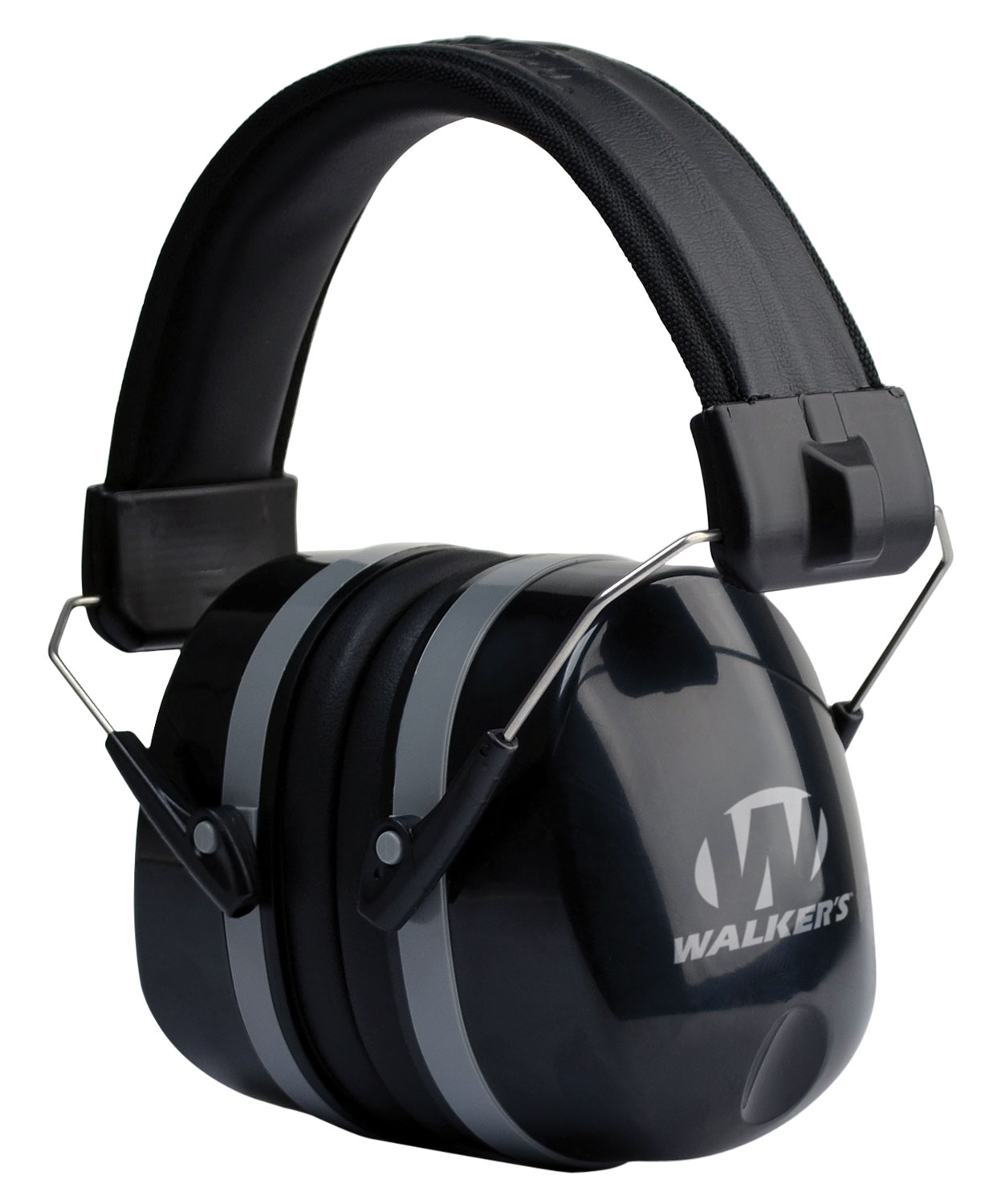 Walkers GWPEXFM5 Premium Passive Muff Polymer 32 dB Folding Over the Head Black Ear Cups with Black Headband Adult