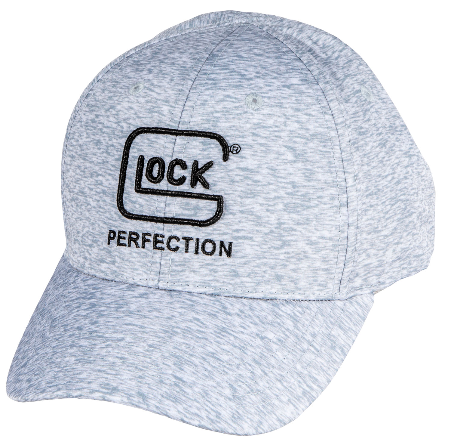 Glock AS10072 Space Dye  Solar Snapback Hat, Heather Gray, Embroidered Glock Perfection Logo