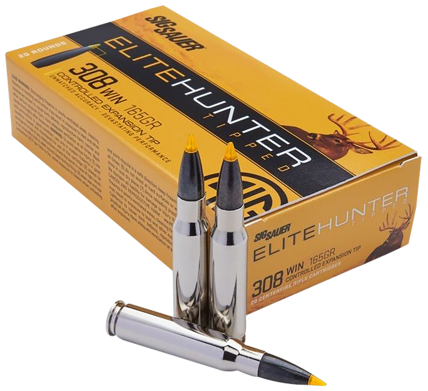 Sig Sauer E308TH220 Elite Hunter Tipped  308 Win 165 gr Controlled Expansion Tip 20 Bx/ 10 Cs