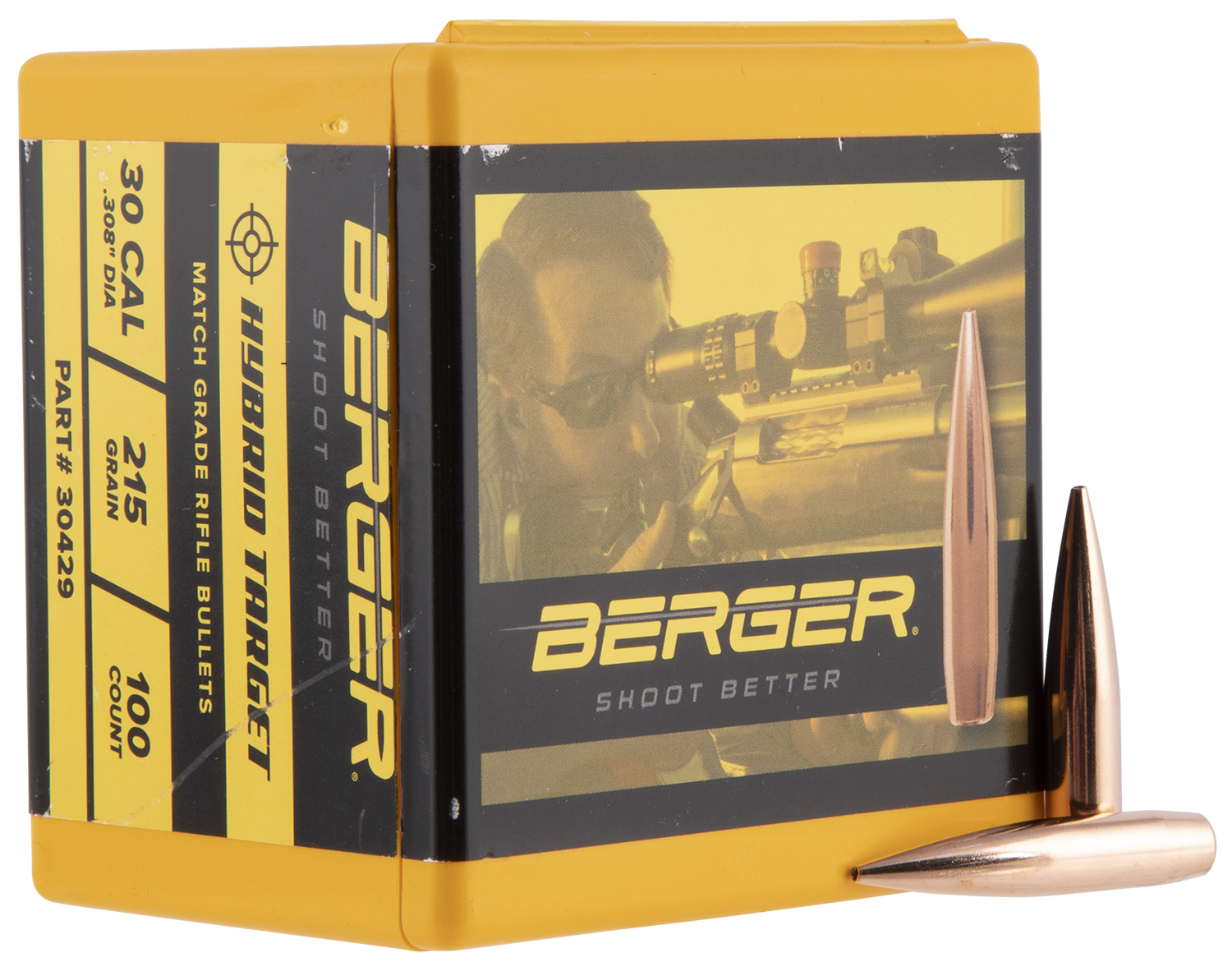 Berger Bullets 30429 Hybrid Target  30 Cal .308 215 gr Hybrid 100 Per Box