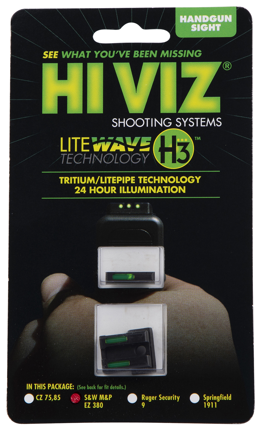 HIVIZ H3 NS S&W EZ380 G/G