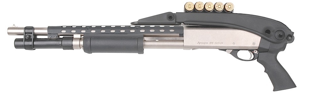 ADV. TECH. STOCK SHOTGUN 12GA. PUMPS TOP FOLDING BLACK SYN