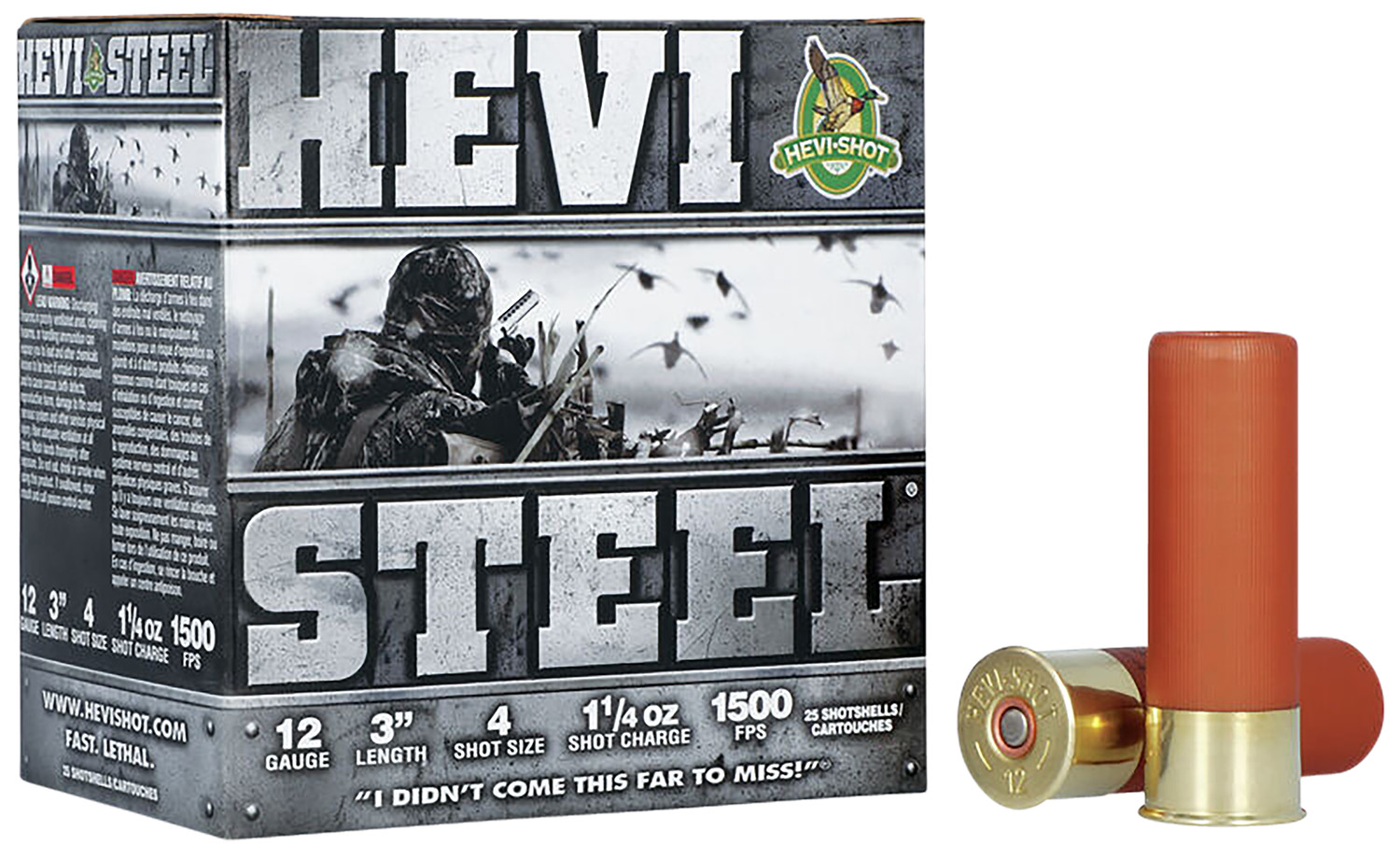 HEVI-Shot HS60004 Hevi-Steel 12 Gauge 3&amp;quot; 1 1/4 oz 4 Shot 25 Bx/ 10 Cs : SNG  Tactical