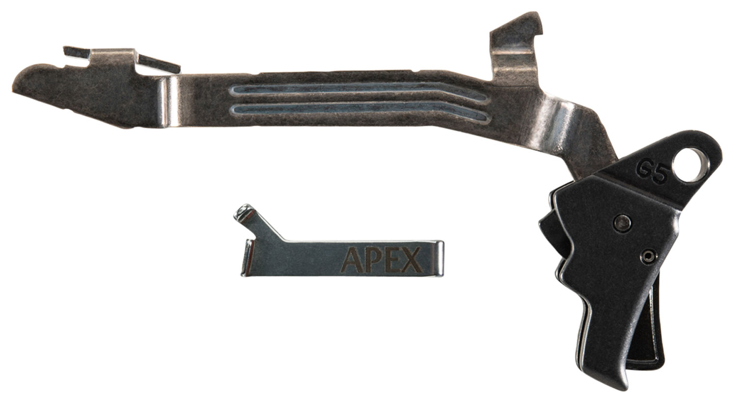 Apex Tactical 102116 Action Enhancement Trigger Kit Drop-in Trigger with Apex Trigger Bar & Black Finish for Glock 17/19/19x/26/34/45 Gen5