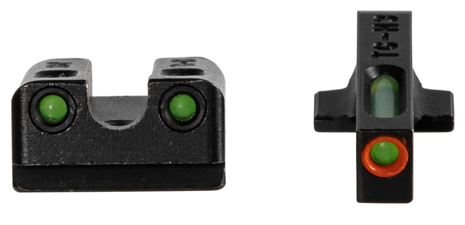 TruGlo TG13SG4PC TFX Pro  Black | Green Tritium & Fiber Optic Orange Outline Front Sight Green Tritium & Fiber Optic Rear Sight