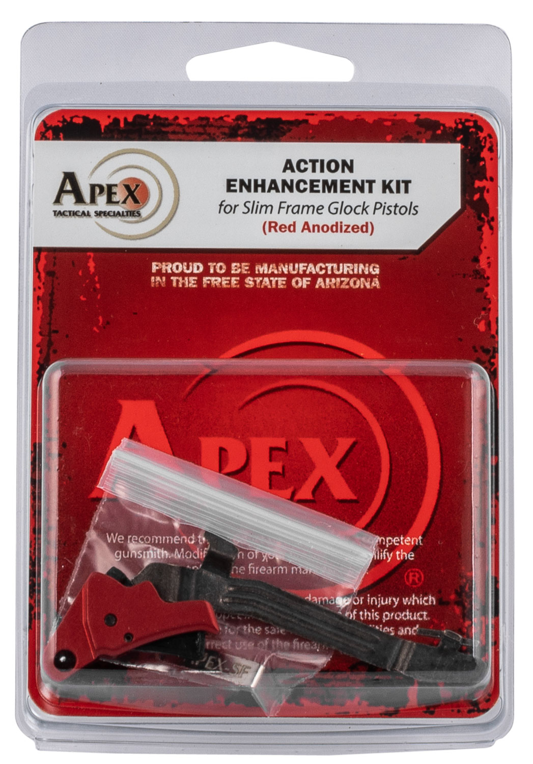 Apex Tactical 102157 Action Enhancement  Black/Red Drop-In Trigger, Compatible w/ Glock 43/43X/48 Right Hand