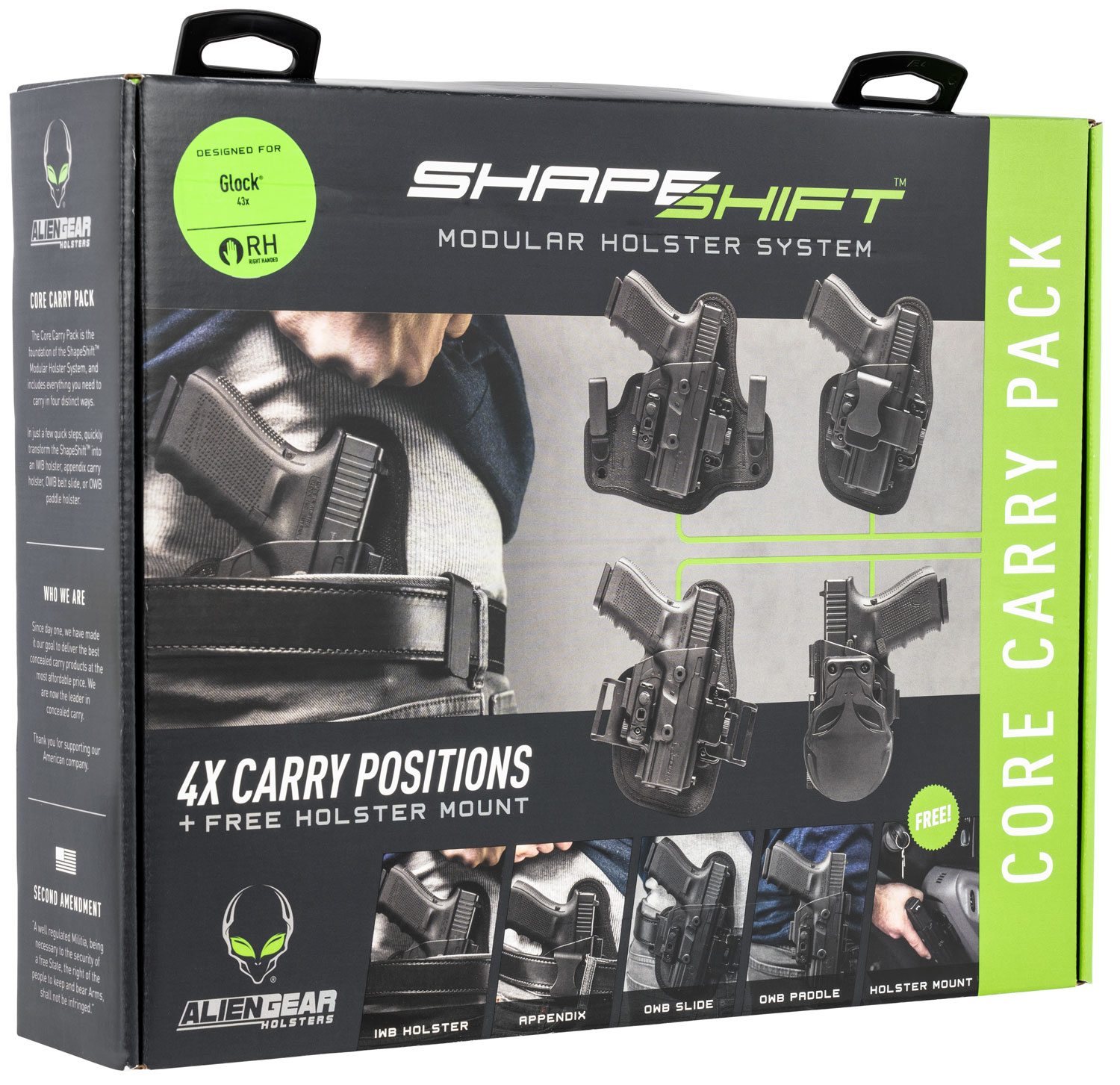 ALIEN GEAR SHAPESHIFT CORE CAR PACK RH GLOCK 43X BLACK B Tactical Shop
