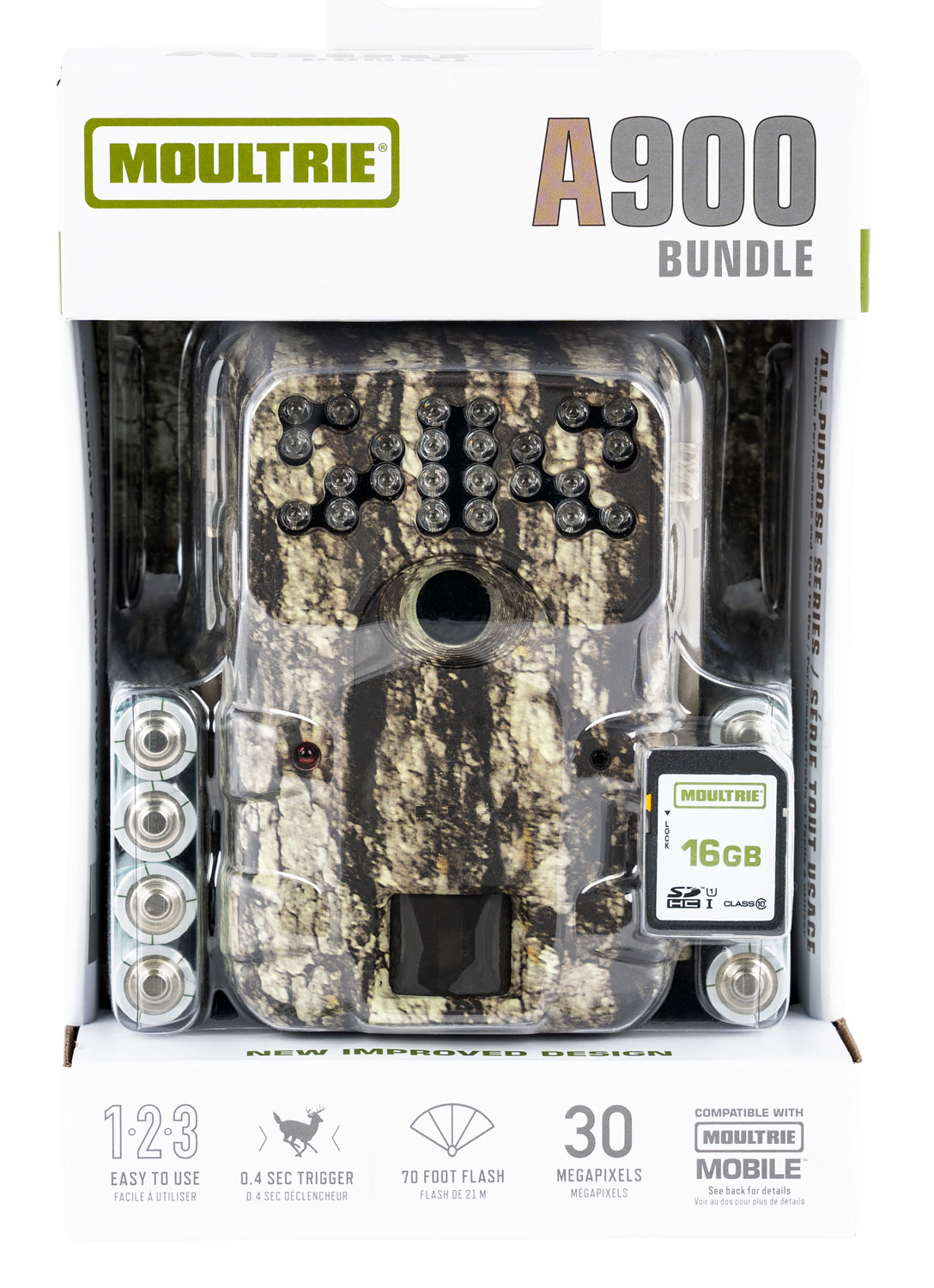 MOULTRIE TRAIL CAM A-900 30MP INFRARED 16GB CARD/BATTERIES<