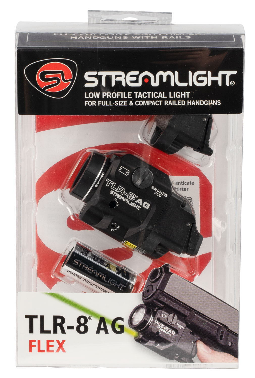 STREAMLIGHT TLR-8AG FLEX GREEN LASER C4 LED LIGHT & RAILMOUNT