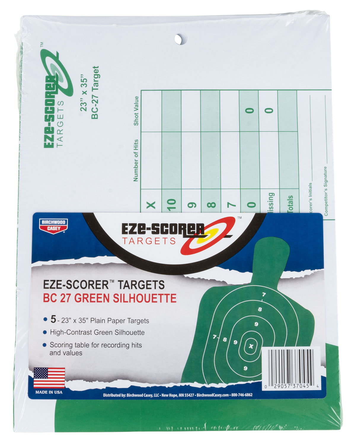 Birchwood Casey 37045 EZE-Scorer BC-27 Silhouette Paper Target 23