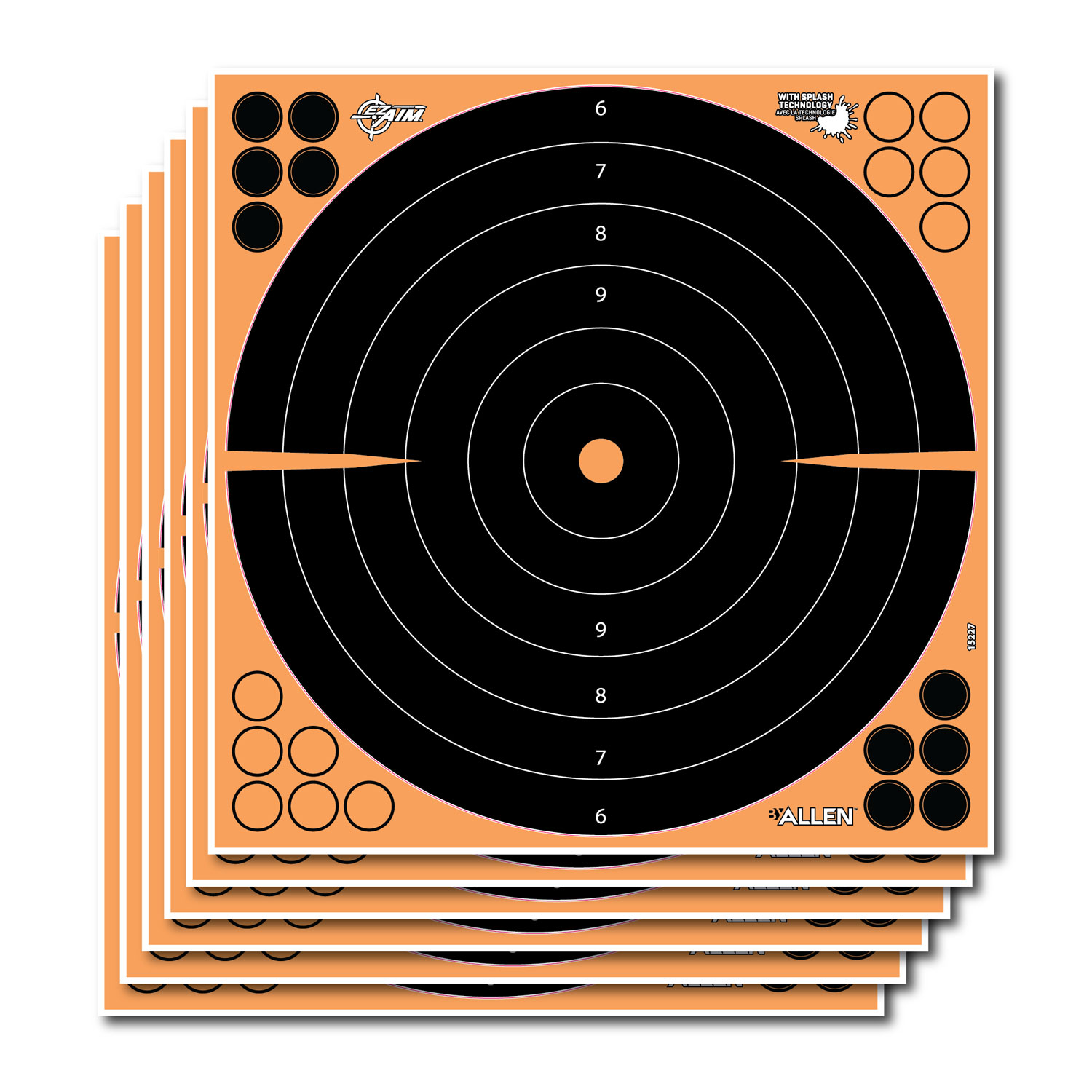 EzAim Splash Bullseye Adhesive Target  <br>  17.5x17.5 5 pk.