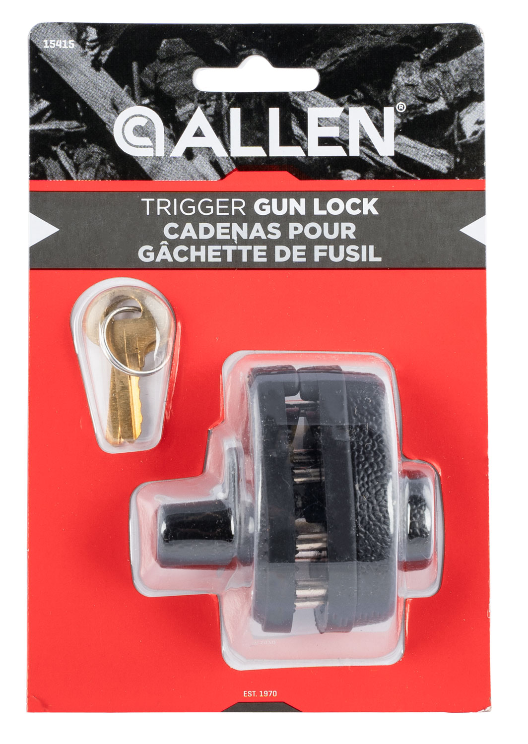 Allen 15415 Trigger Lock  Open With Key Black Steel Firearm Fit- Handgun/Rifle/Shotgun
