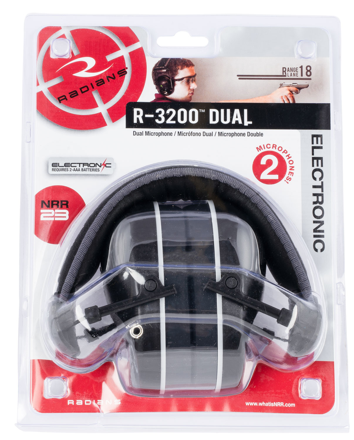 Radians R3200ECS Dual Mic Electronic Muffs 23 dB Black/Gray