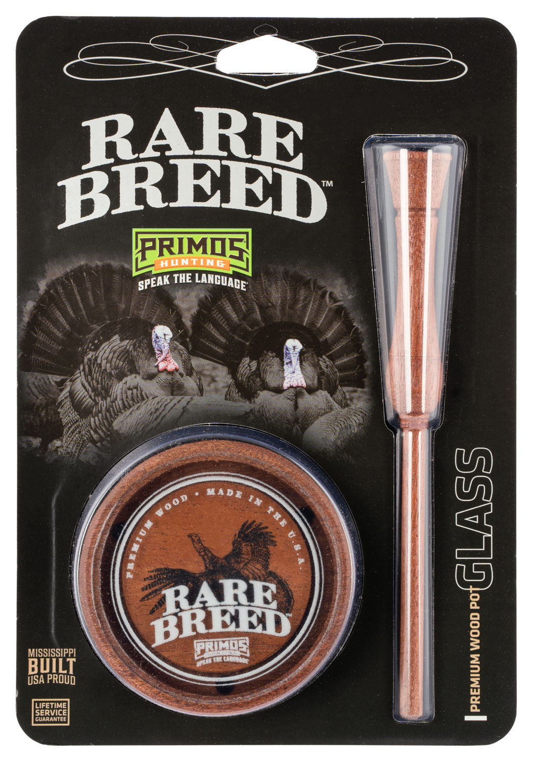 Primos Rare Breed Glass Turkey Pot Call Wood Grain