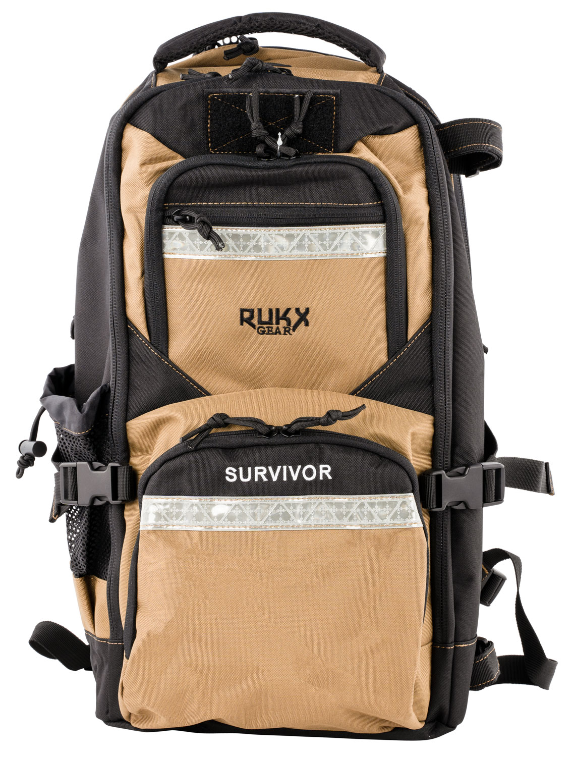 Rukx Gear ATICTSURT Survivor Backpack Floatable Tan 600D Polyester with Non-Rust Zippers, Hidden Handgun Pocket, Reinforced Webbing & Internal Storage Straps 20