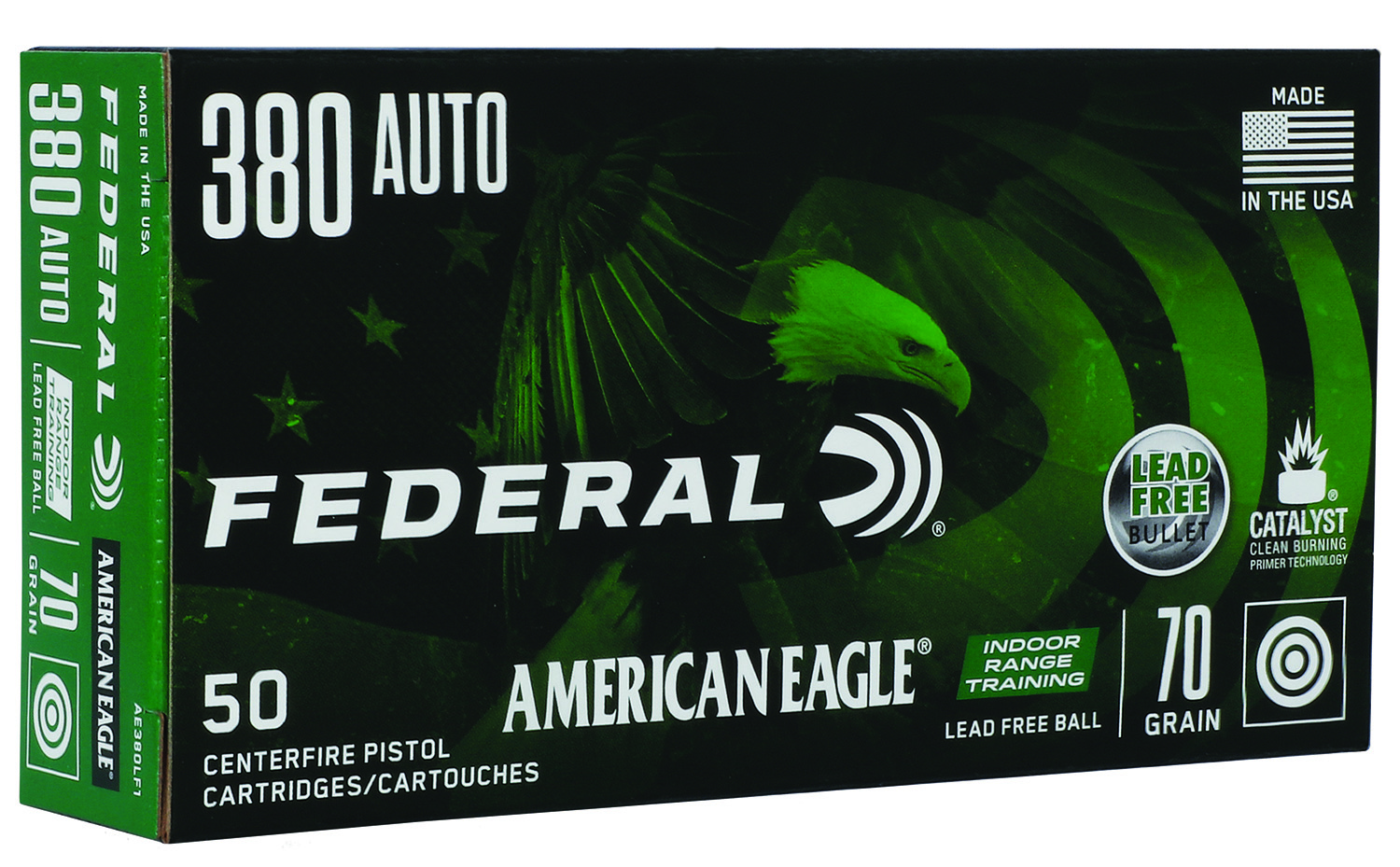 Federal AE380LF1 American Eagle  380 ACP 70 gr Lead Free IRT 50 Bx/ 10 Cs