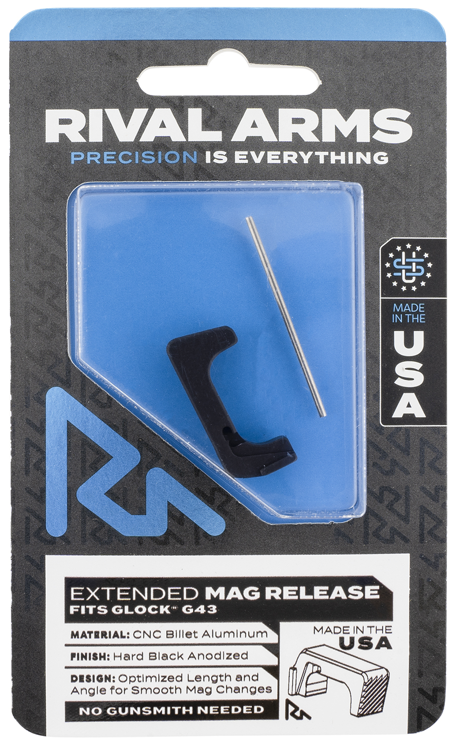RIVAL ARMS MAG RELEASE EXT FOR GLOCK 43 BLACK