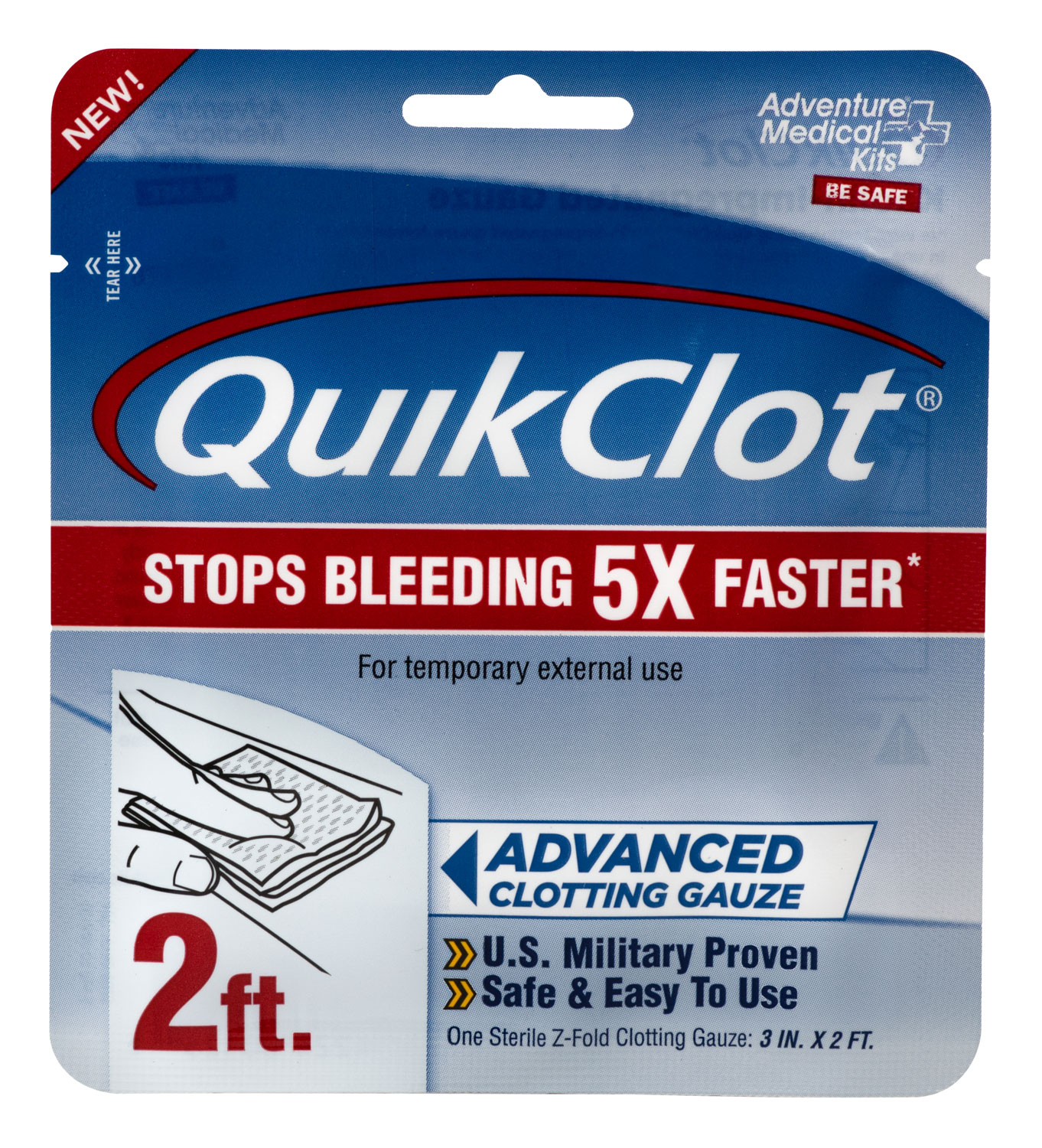 Adventure Medical Kits 50200025 QuikClot  Stop Bleeding White Clotting Gauze