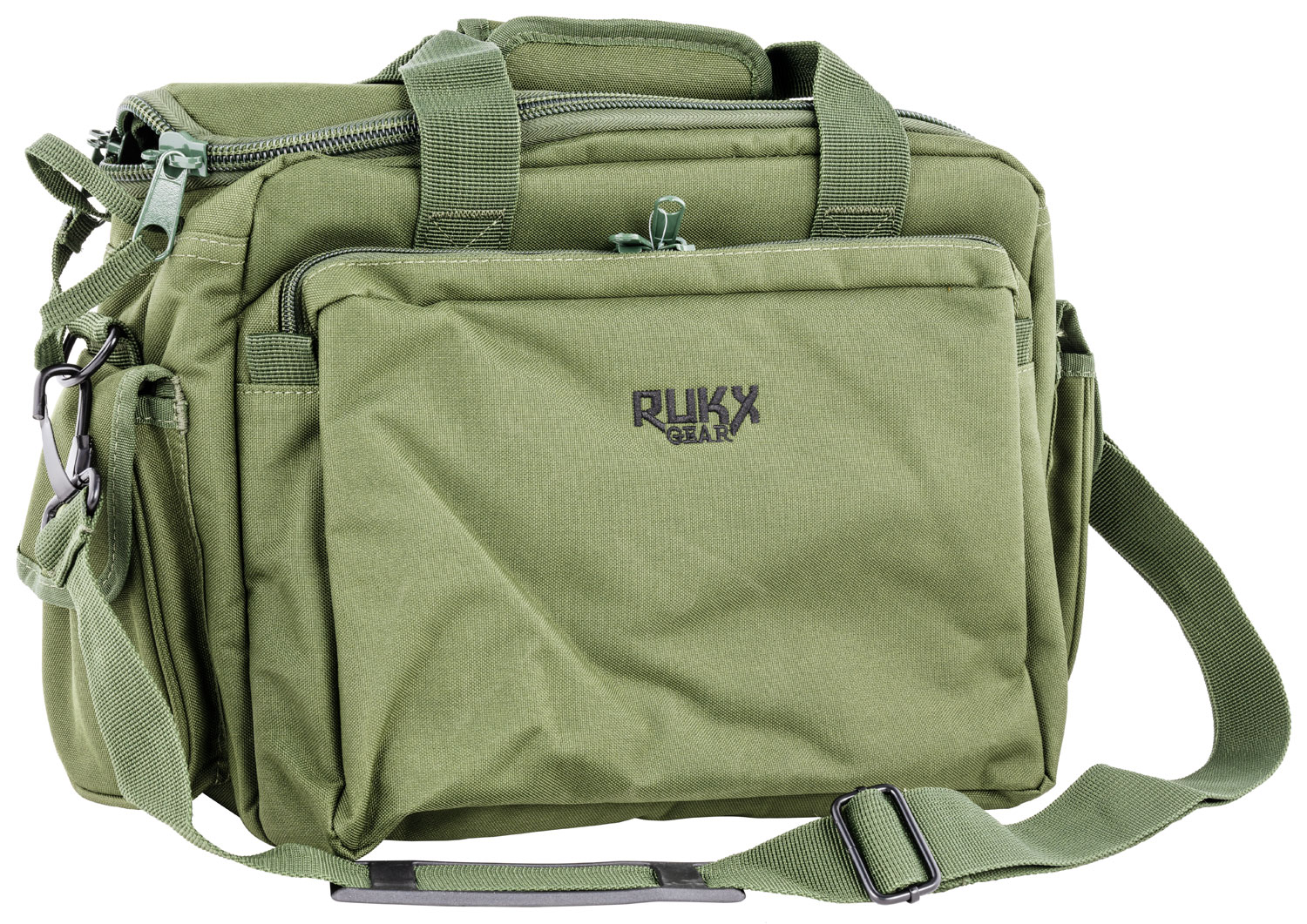 Rukx Gear ATICTRBG Tactical Range Bag  Water Resistant Green 600D Polyester with Hidden Handgun Pocket, Mag & Ammo Storage, Non-Rust Zippers & Carry Handle 16