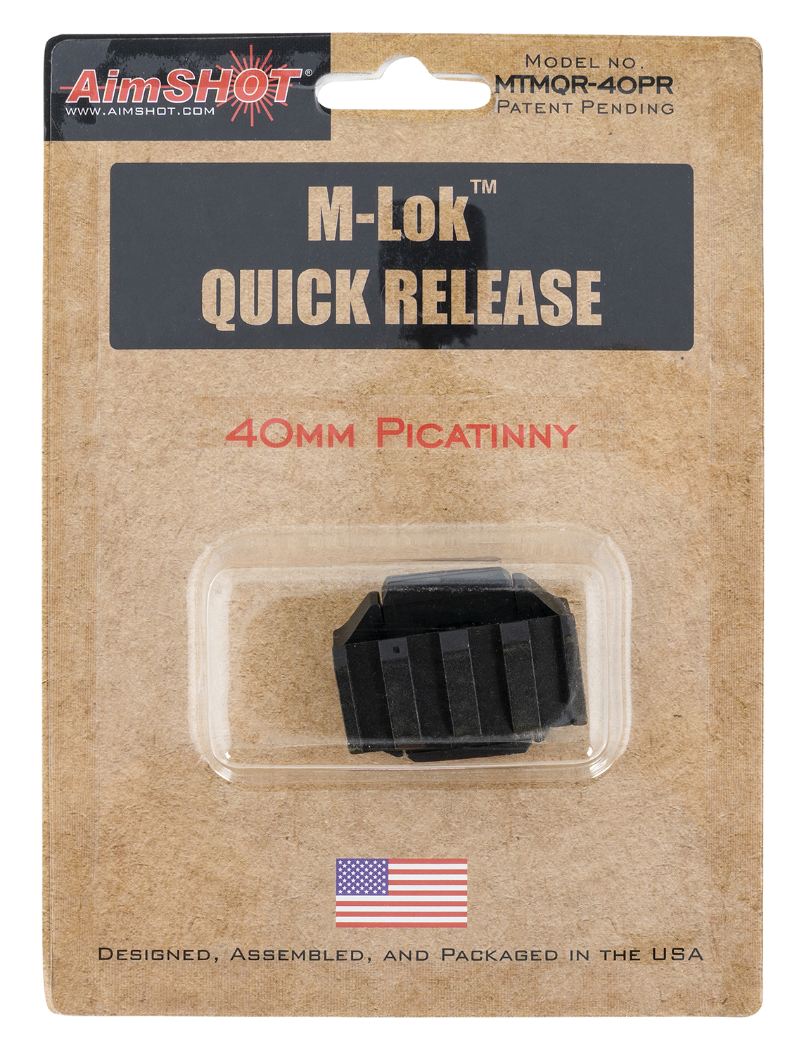 AimShot MTMQR40PR Quick Release MLok Adapter Picatinny Rail Black