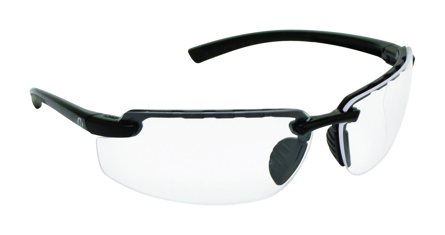 Walkers GWP-SF-8261-CL Premium Safety Glasses 8261 Clear Polycarbonate Black