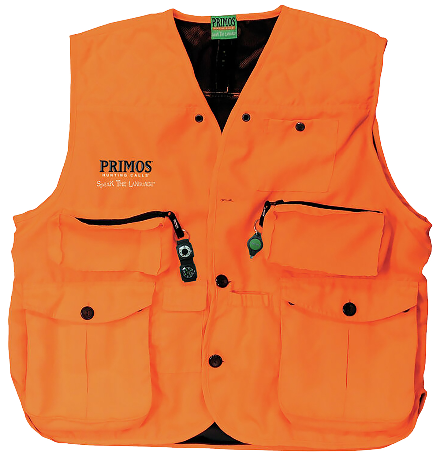 Primos 65705 Gunhunters Hunting Vest 3XL Blaze Orange Features Compass & LED Light
