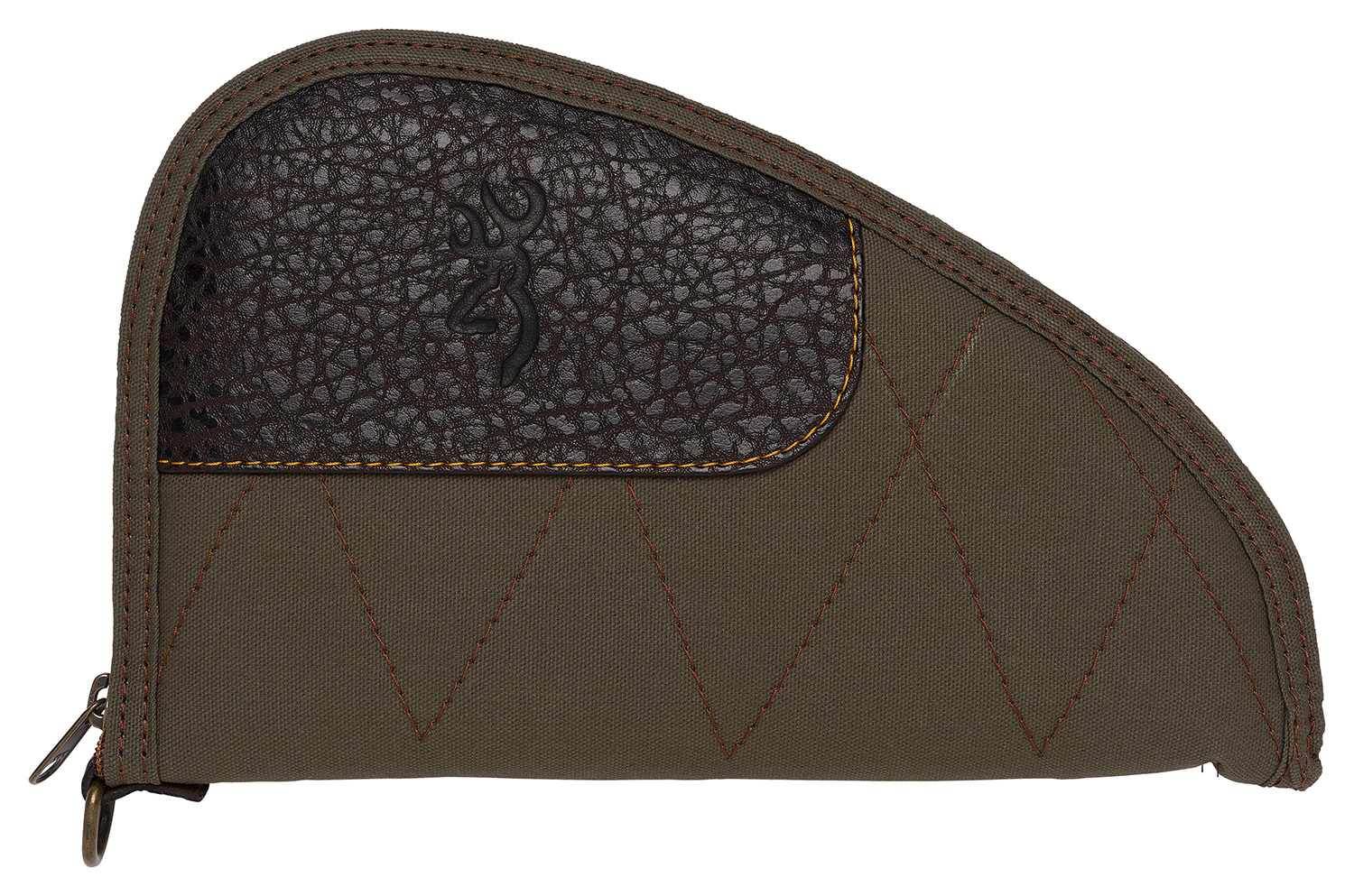 Browning 1435048411 Laredo Pistol Rug made of Cotton Canvas with Leather Trim, Olive Finish with Brown Accents, Felt Lining, Open Cell Foam Padding & Zipper