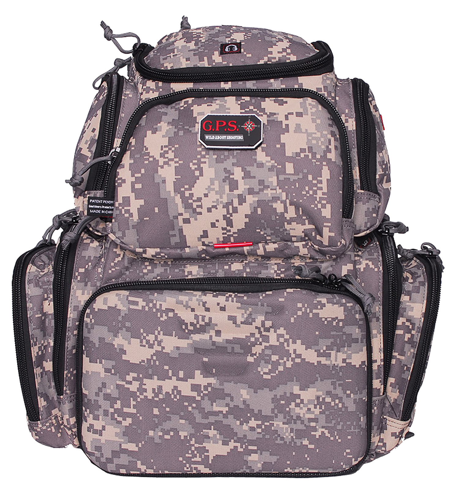 G*Outdoors GPS-1711BPDC Handgunner Backpack 1000D Nylon Fall Digital Camo with Foam Cradle Holds 4 Medium Handguns, Mag Pockets, Pull-Out Rain Cover & Visual ID Storage System