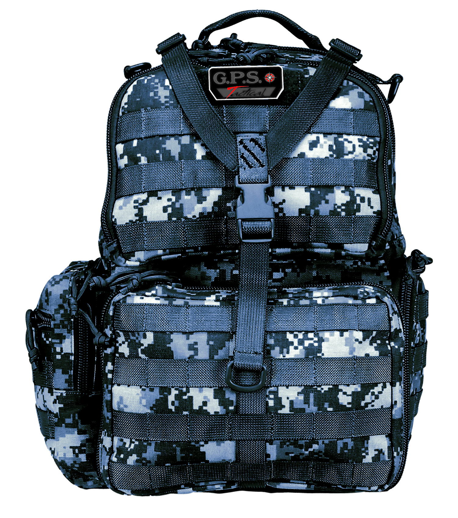 G*Outdoors GPS-T1612BPG Tactical Range Backpack Gray Digital 1000D Polyester with Removable Pistol Storage, Visual ID Storage System & Lockable Zippers Holds 3 Handguns, Ammo & Accessories