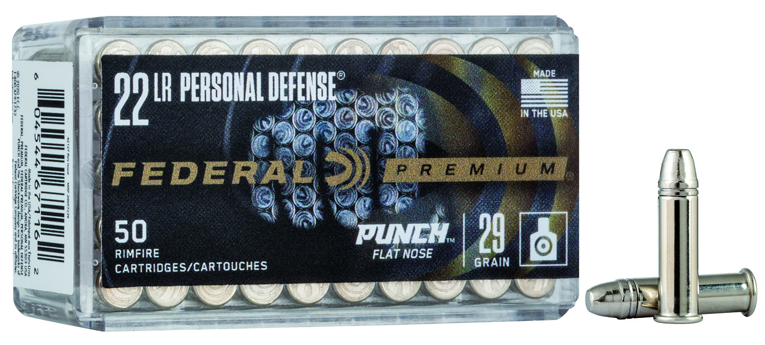 Federal PD22L1 Premium Personal Defense Punch 22 LR 29 gr 1080 fps Flat Nose (FN) 50 Bx/100 Cs
