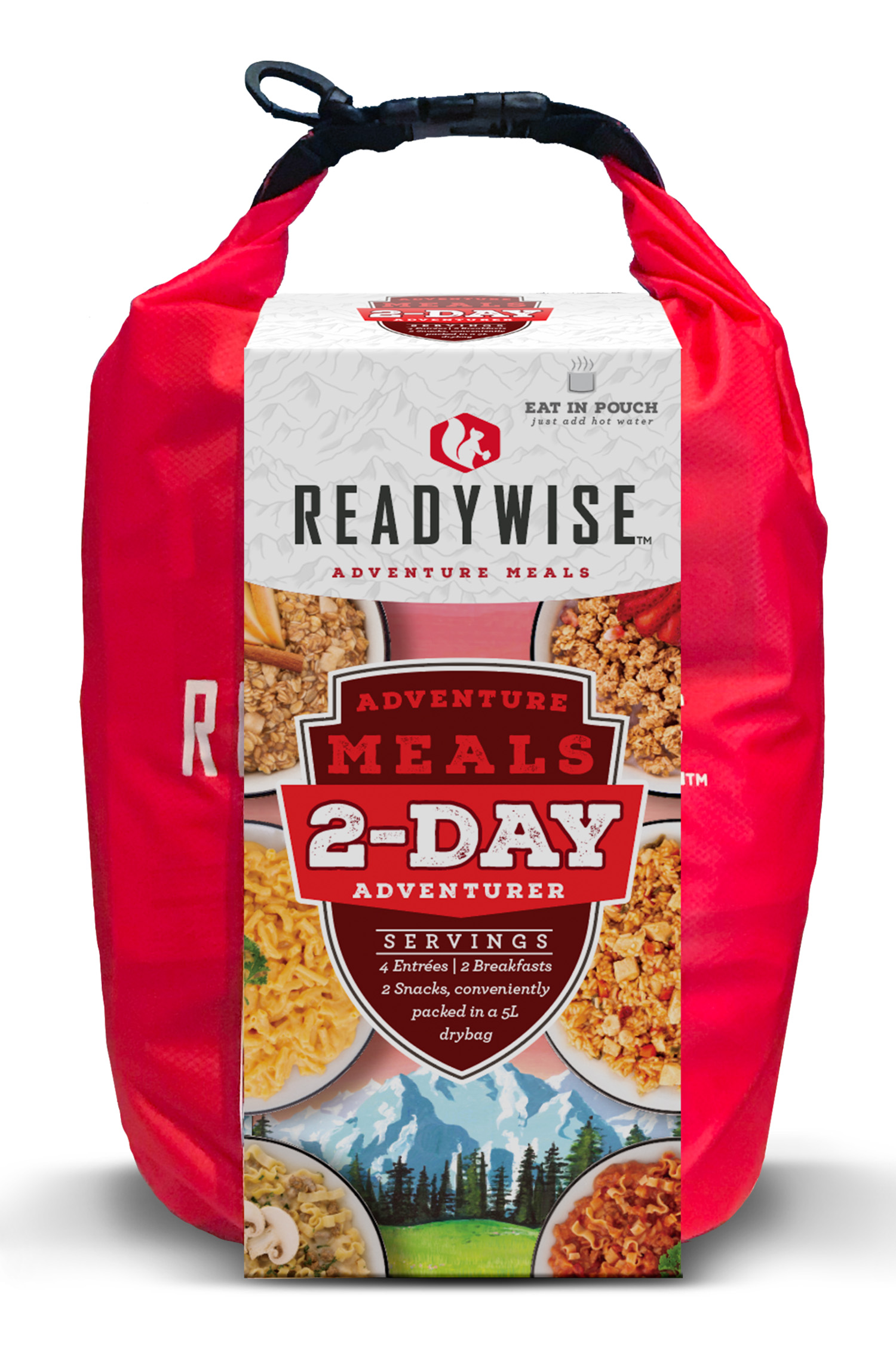 ReadyWise RW05919 Outdoor Food Kit 2 Day Adventure Pack w/Dry Bag Includes 4 Entrees, 2 Breakfasts and 2 Snacks