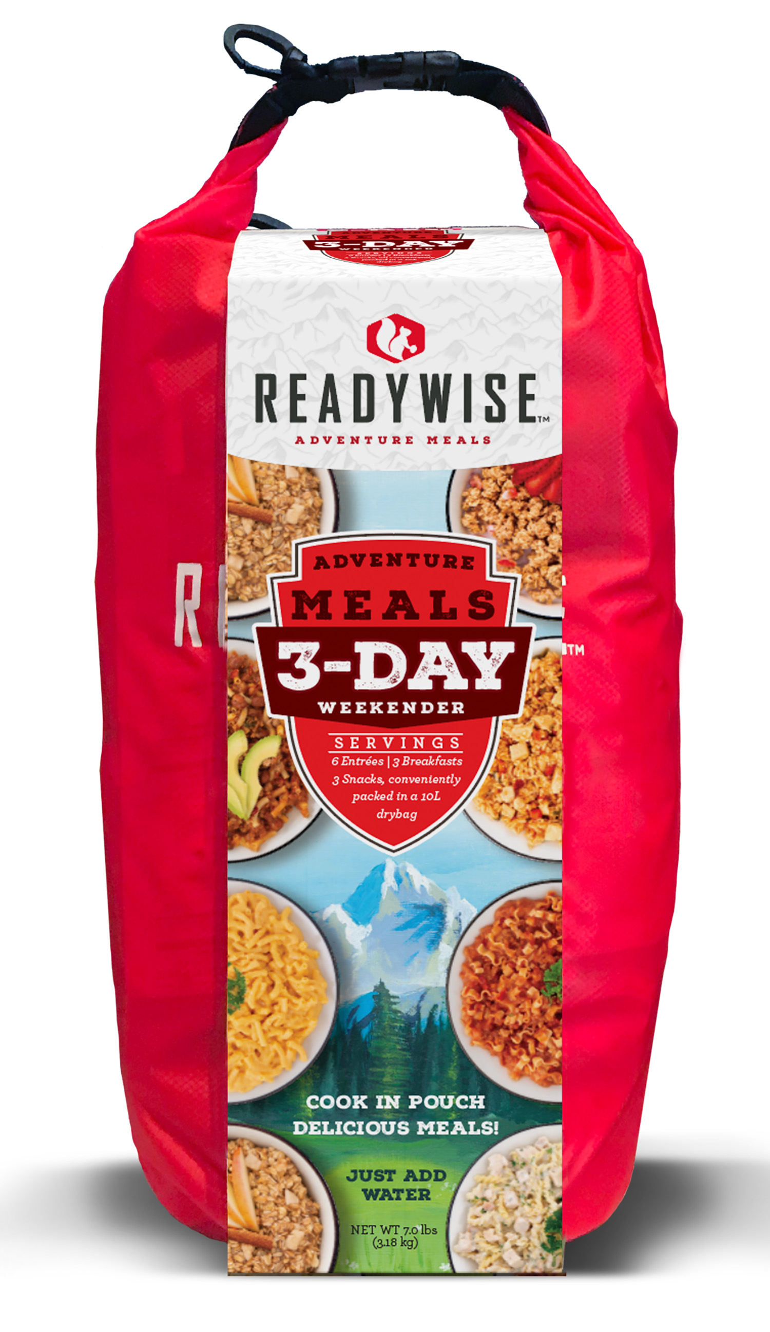 ReadyWise RW05-918 Outdoor Food Kit 3 Day Weekender Pack w/Dry Bag 12 Servings 6 Entrees, 3 Breakfasts and 3 Snacks 12 PK