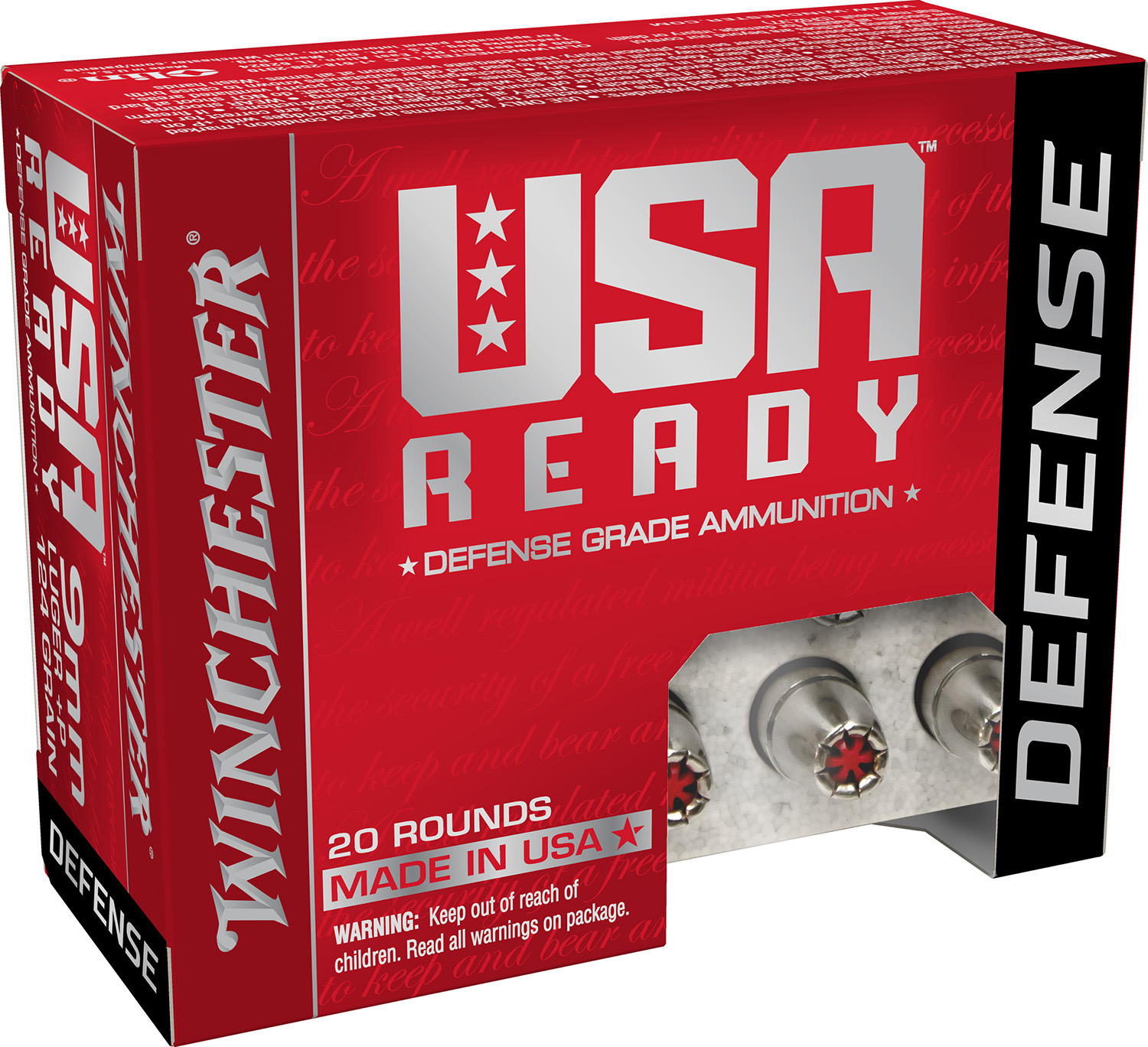 Winchester Ammo RED9HP USA Ready  9mm Luger 124 gr Hollow Point (HP) 20 Bx/10 Cs