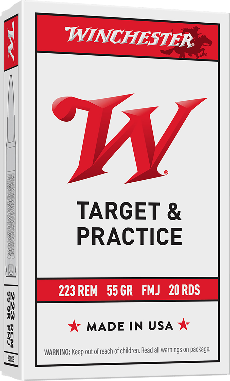 Winchester Ammo W223K USA  223 Rem 55 gr 3240 fps Full Metal Jacket (FMJ) 20 Bx/50 Cs