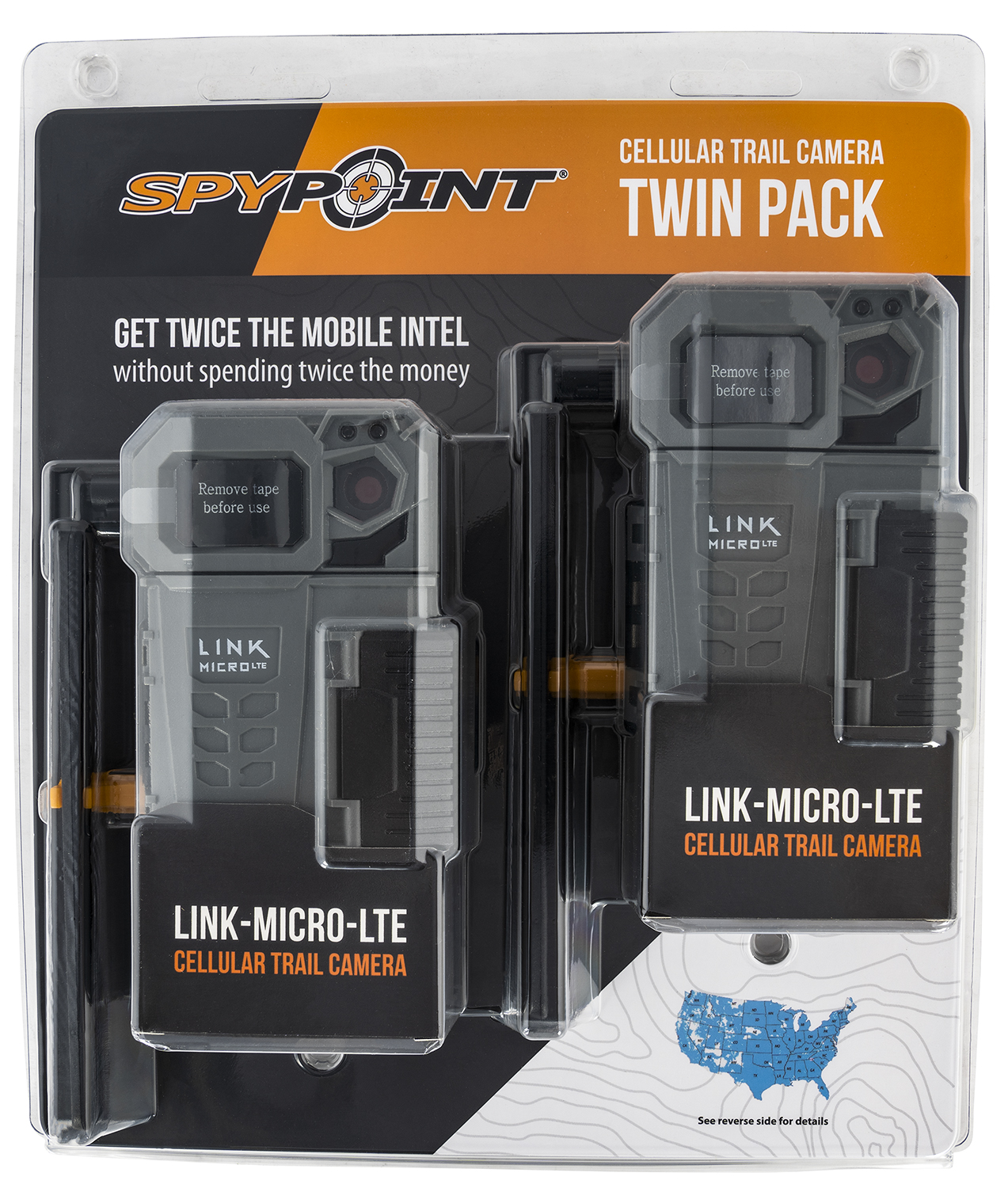 Spypoint LINKMICROLTETWIN Link-Micro-LTE USA Nationwide Gray None Display 10 MP Resolution SD/SDHC Card 32GB Memory 2 pk