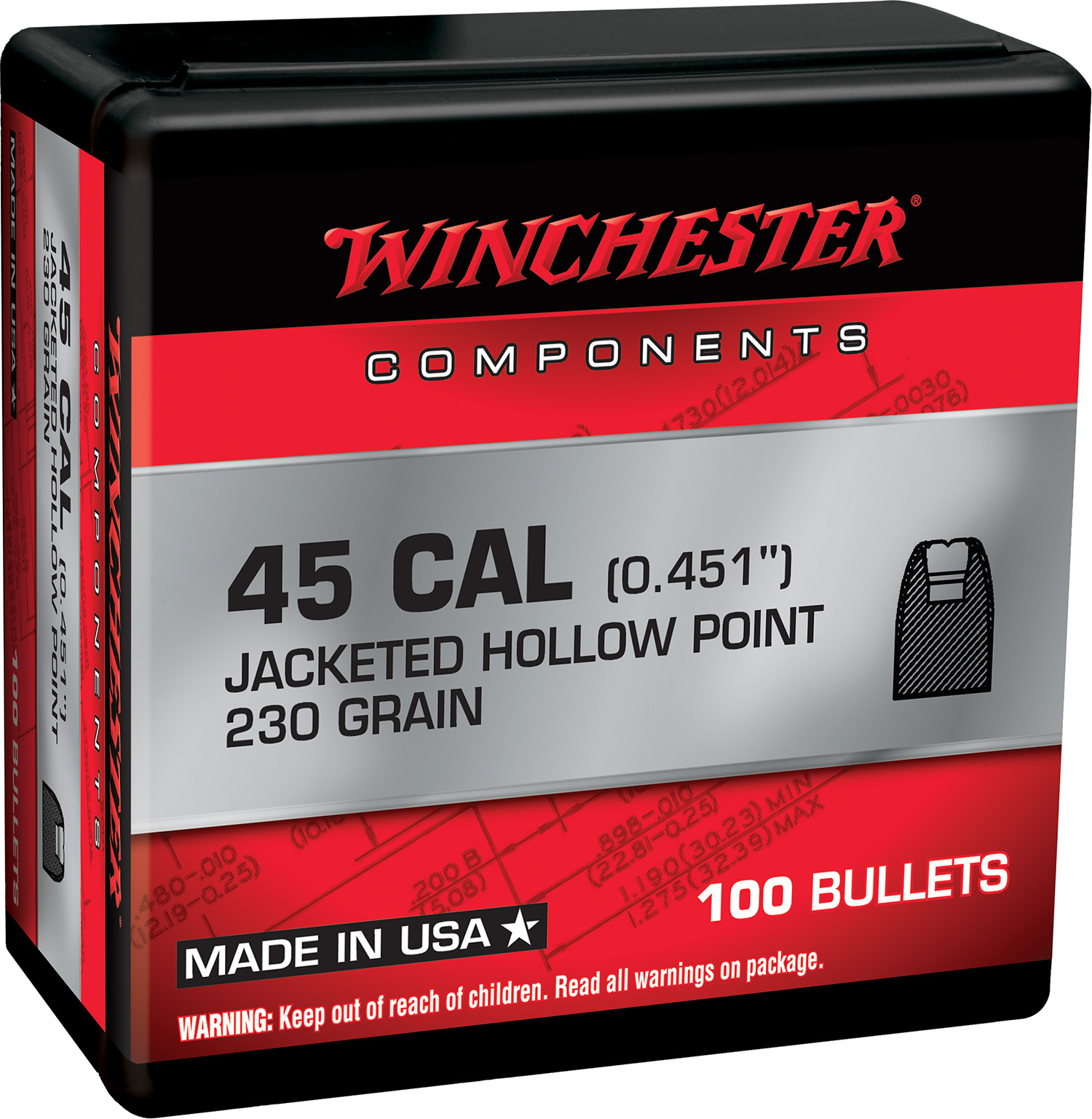 Winchester Ammo WB45HP230X Centerfire Handgun Reloading 45 Cal .451 230