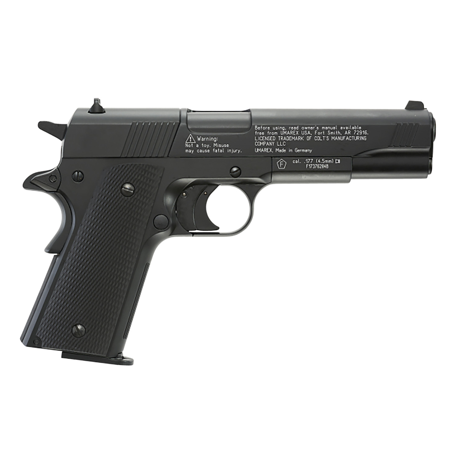Umarex Colt Air Guns 2254000 Colt 1911  CO2 177 Pellet 8 Black Frame Black Polymer Grip