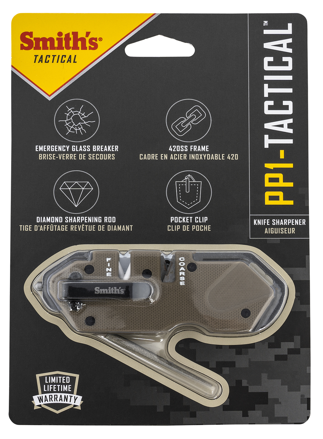 Smiths Products 50980 Pocket Pal Mini Tactical Hand Held Fine/Coarse Carbide, Ceramic, Diamond Sharpener Desert Tan