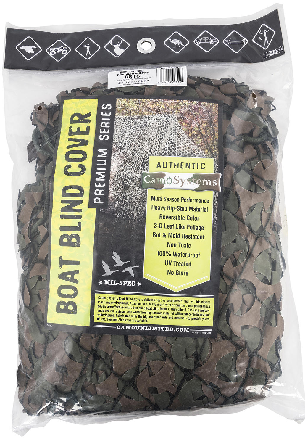 Camo Systems BB16 Military Boat Concealment Green/Brown 5 x 19 Ripstop Mesh Attachment