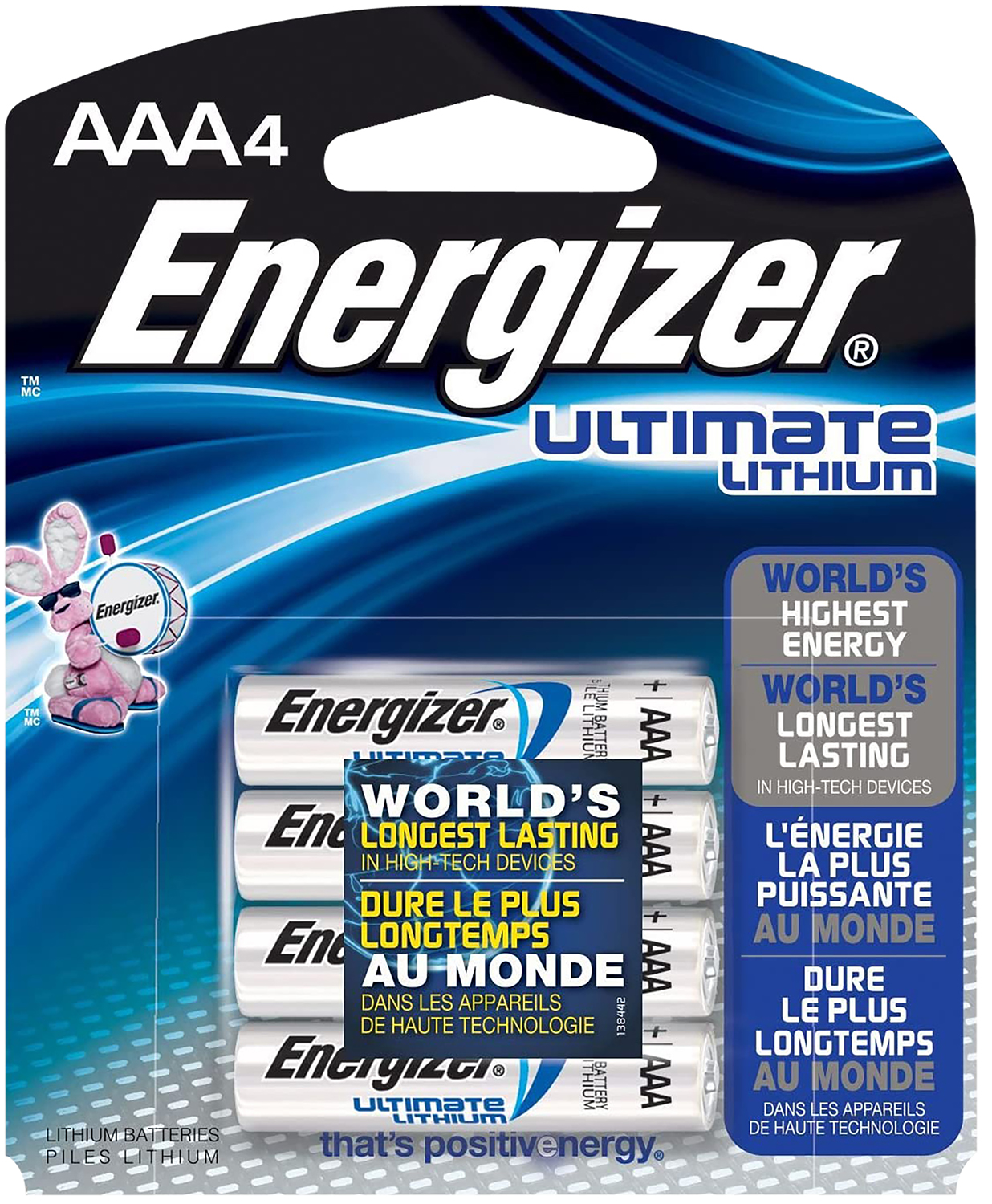 Energizer L92SBP4H3 AAA Ultimate 1.5V Lithium 4 Pack