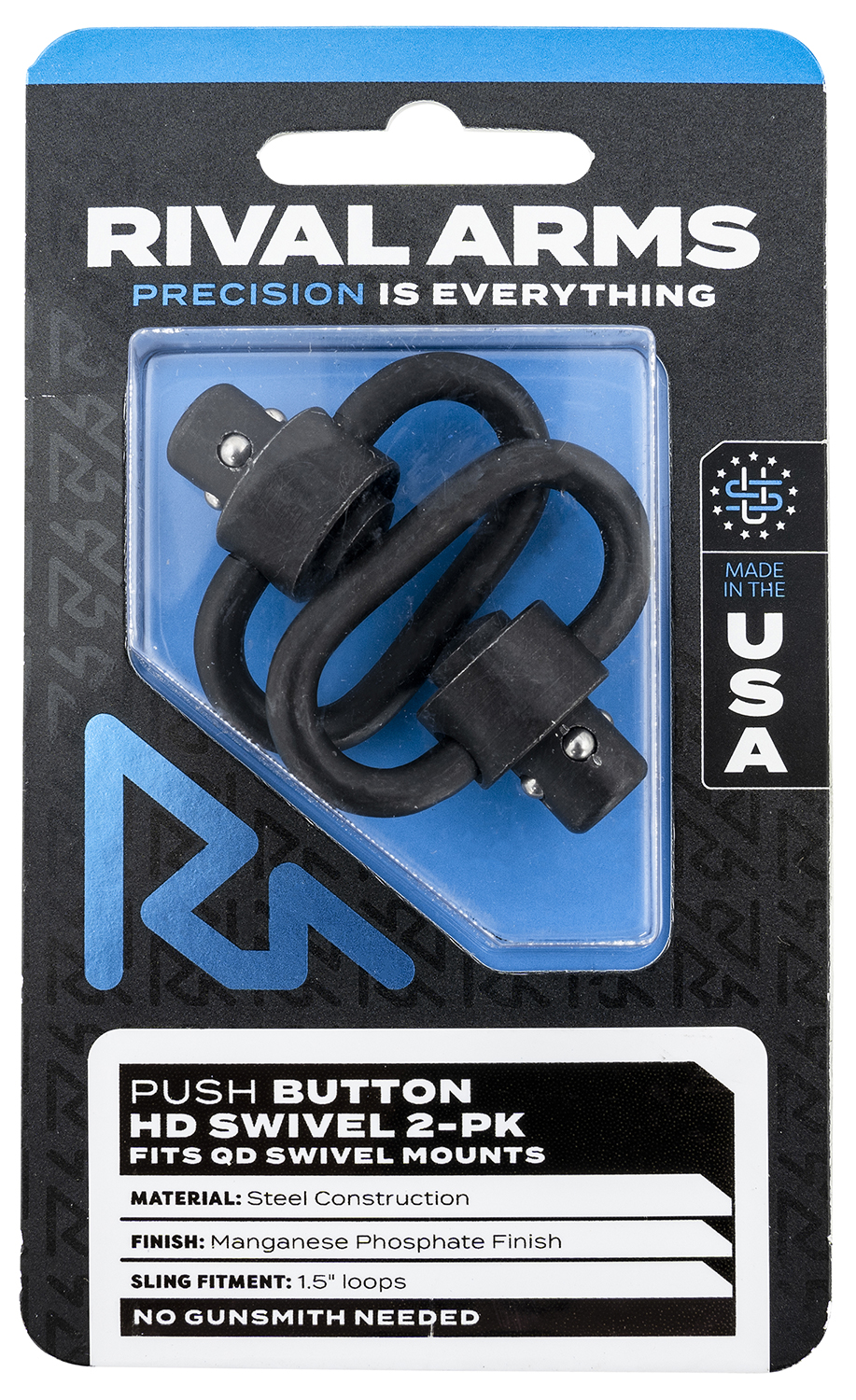Rival Arms RA-RA92S1A HD Swivel Set  Black Manganese Phosphate Steel with 1.5