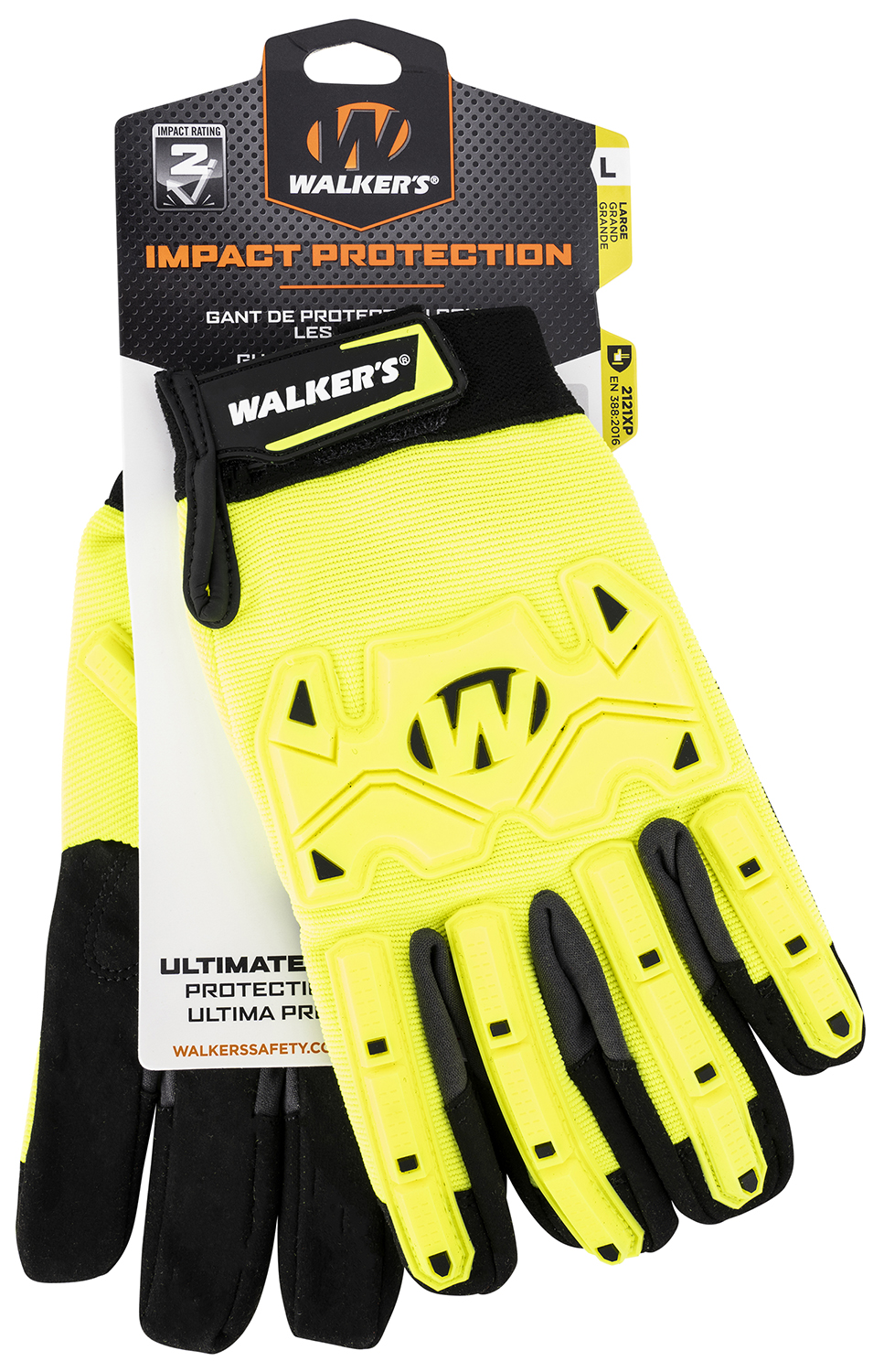 Walkers GWP-SF-HVFFIL2-XL Impact Protection Gloves Yellow/Black Synthetic/Synthetic Leather XL