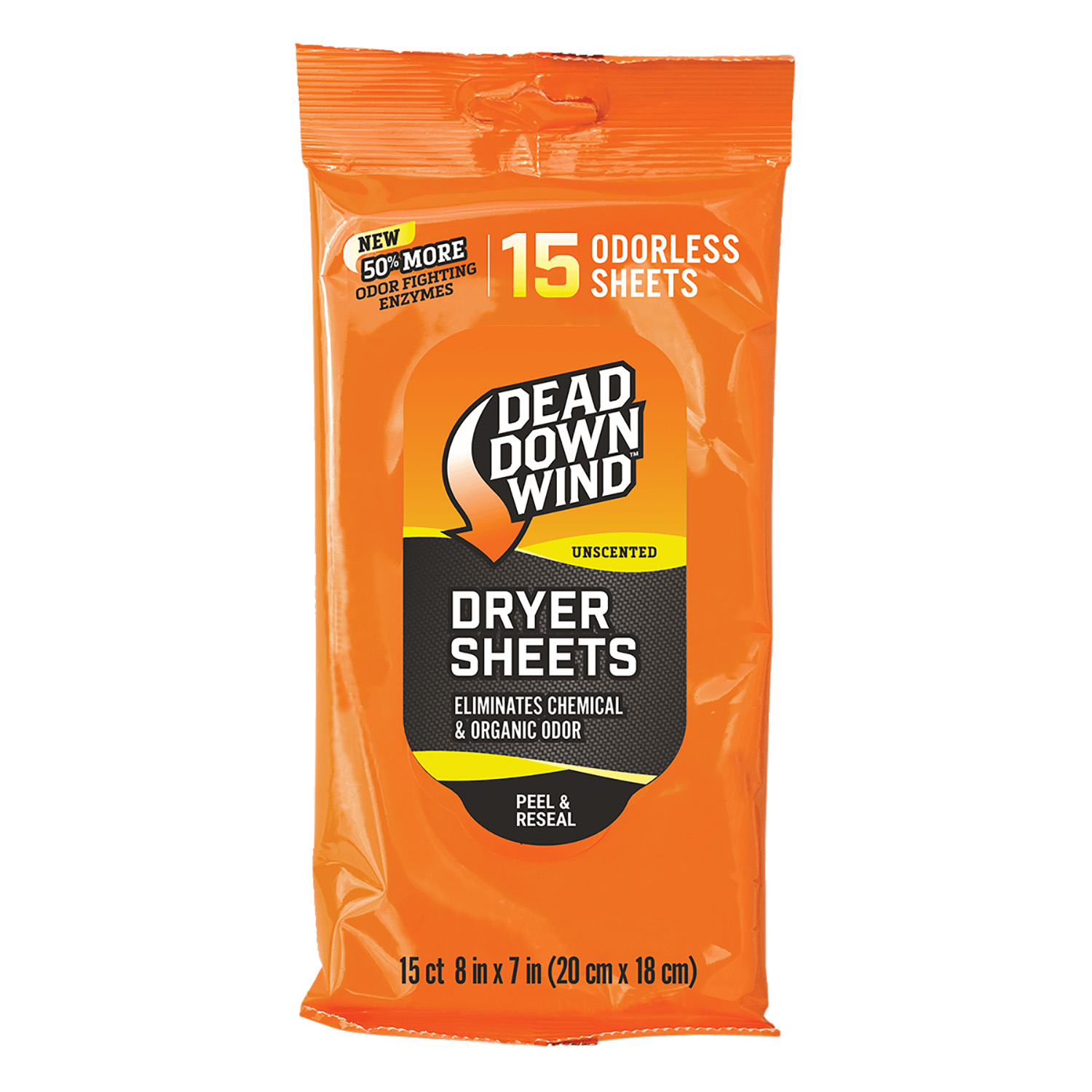 Dead Down Wind 1113 Dryer Sheets  Odor Eliminator Odorless Scent 15 Per Pkg