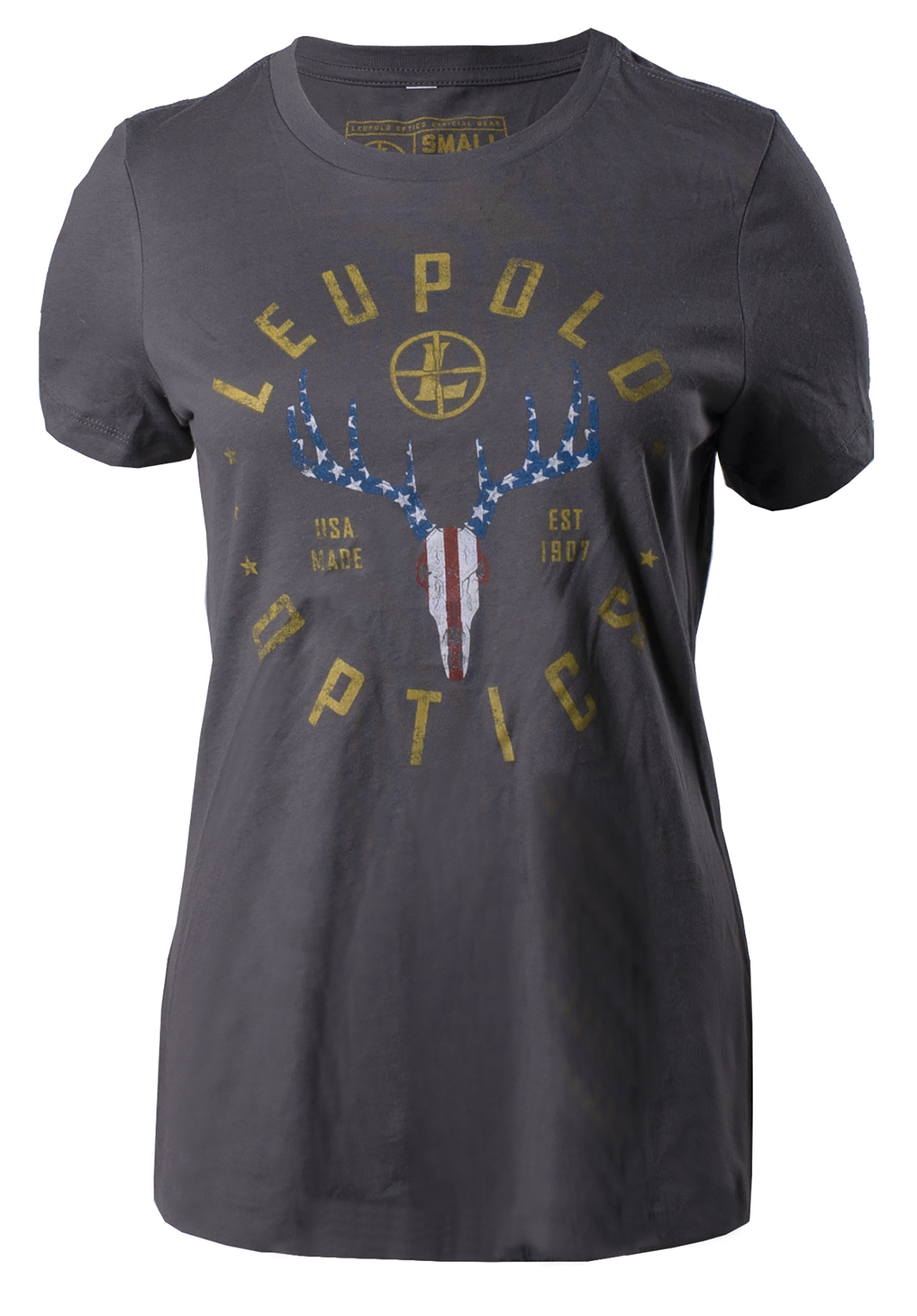 Leupold 179151 American Whitetail Womens Gray Cotton/Polyester Short Sleeve Large