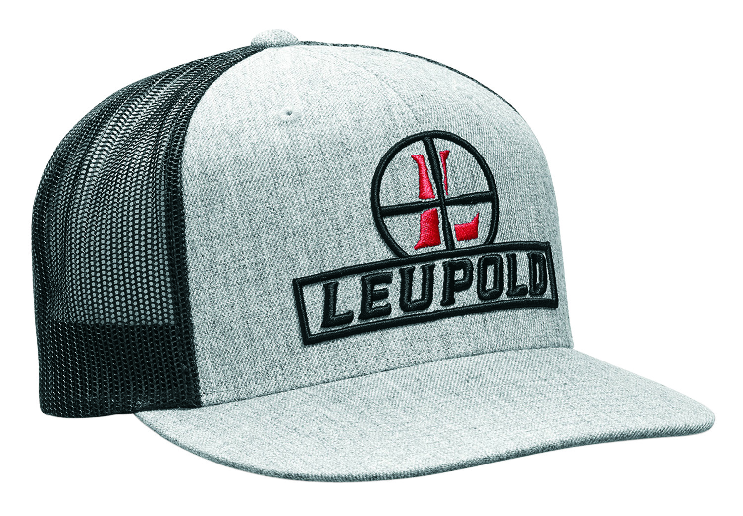 Leupold 170584 Reticle Flatbill Hat Heather Gray/Black Adjustable Snapback OSFA Full-Structured
